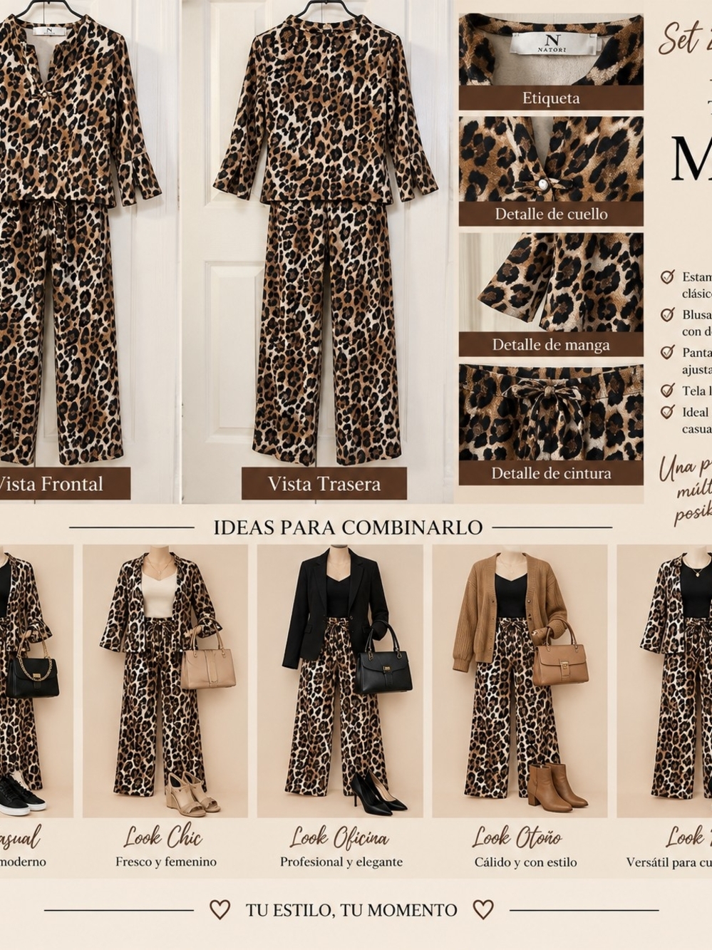 Natori Women’s Leopard Print Wide-Leg Jumpsuit - Brown